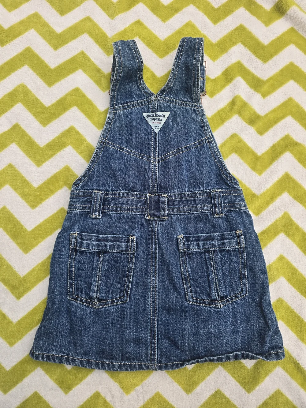Vintage OshKosh B'gosh Denim Blue Girls' Overall Dress Size 3T